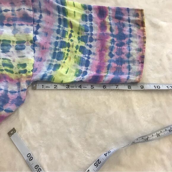 Ruby Rd. Pastel tie dye split neck blouse size L - Picture 9 of 9